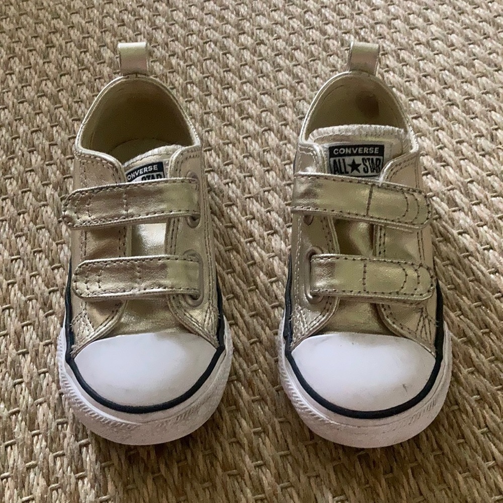 Toddler Gold Velcro Converse All Star